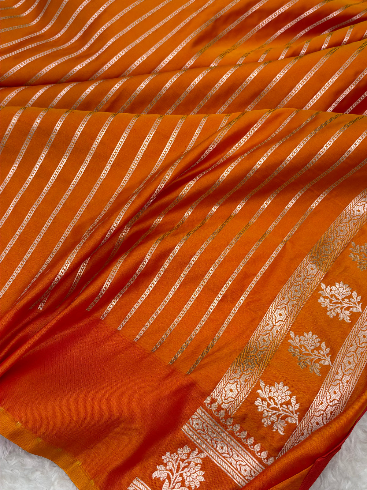 Fire Gold Shades Banarasi Boota Pattern Floral Mashru Silk Saree MSM-112