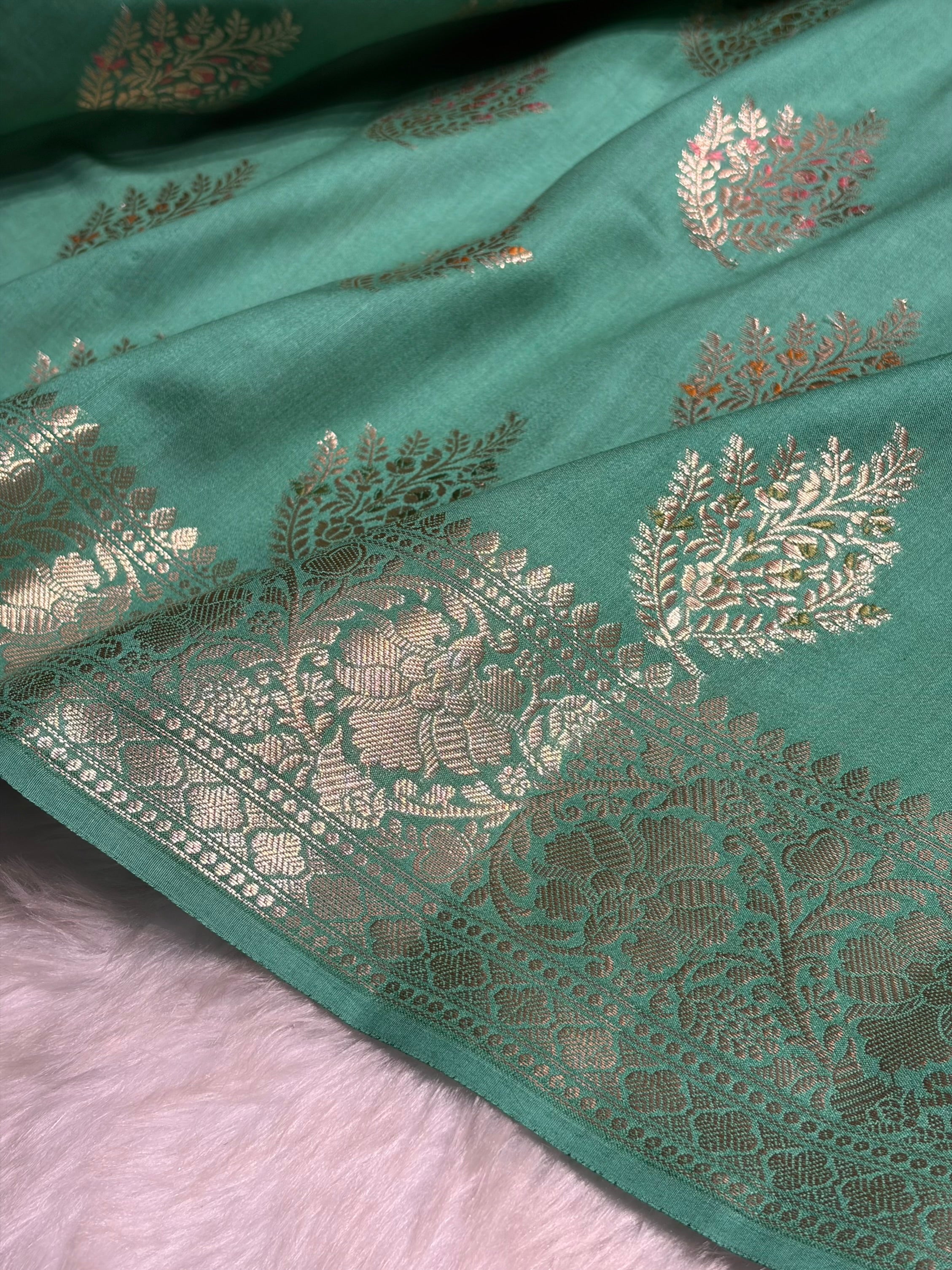 Minakari Sea Green Shades Pure Chiniya Silk CH-02