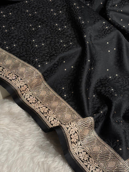 Black Shades Tanchoi Motif Mashru Silk Saree MST-15