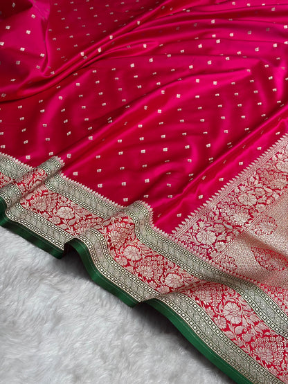 Rani With Red Floral Border Mashru Silk Saree MSM-99