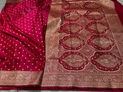 Ultra Light Weight Satin Silk Booti in Reddish Pink Shades SS06