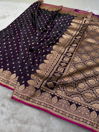 Dark Purple Traditional Soft Katan Silk Saree