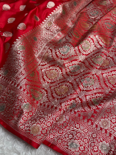 Red Tree Boota Minakari Mashru Silk Saree MCS19