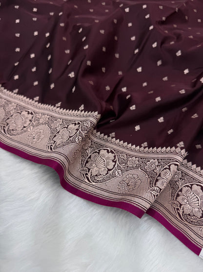 Chocolate shades Mashru Silk Saree for Festive Seasons