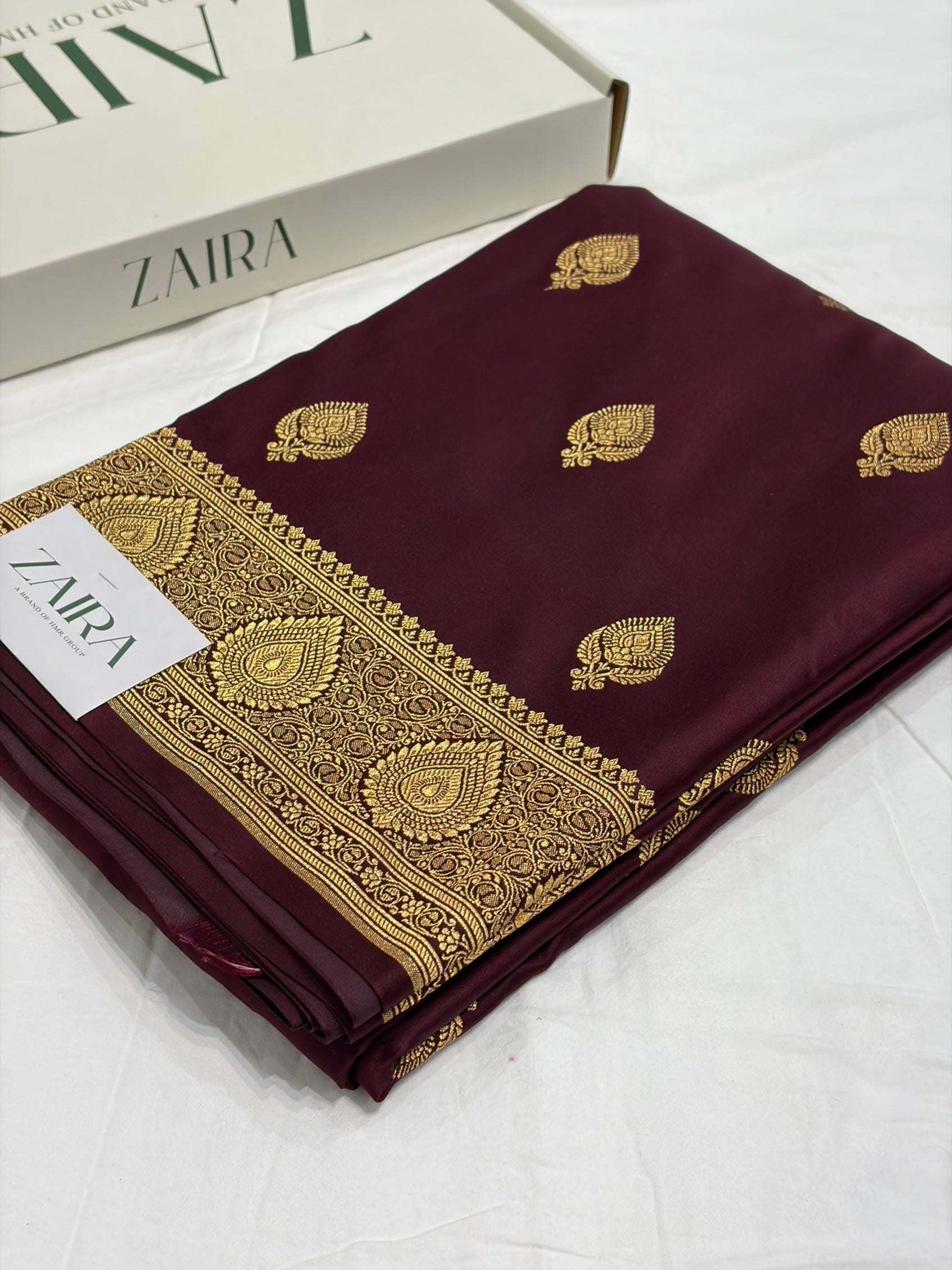 Garnet Shade With Booti Pattern Mashru Silk Saree