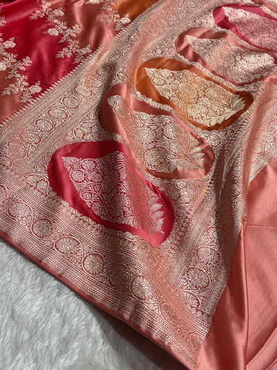 Peach Rangkat Banarasi Cross Mashru Silk Saree MSRK01