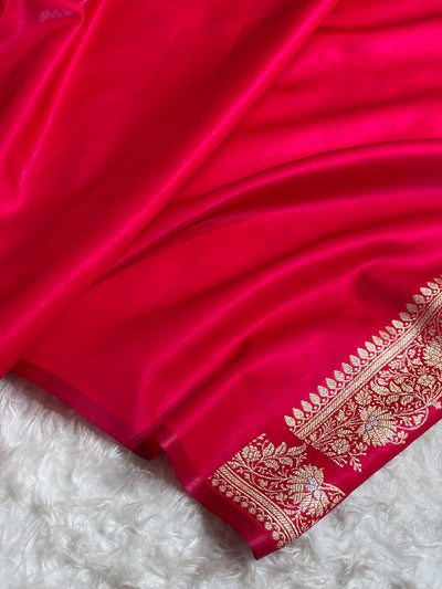 Banarasi Cross Rani Shades Minakari Booti Pattern Banarasi Satin Silk Saree SS60