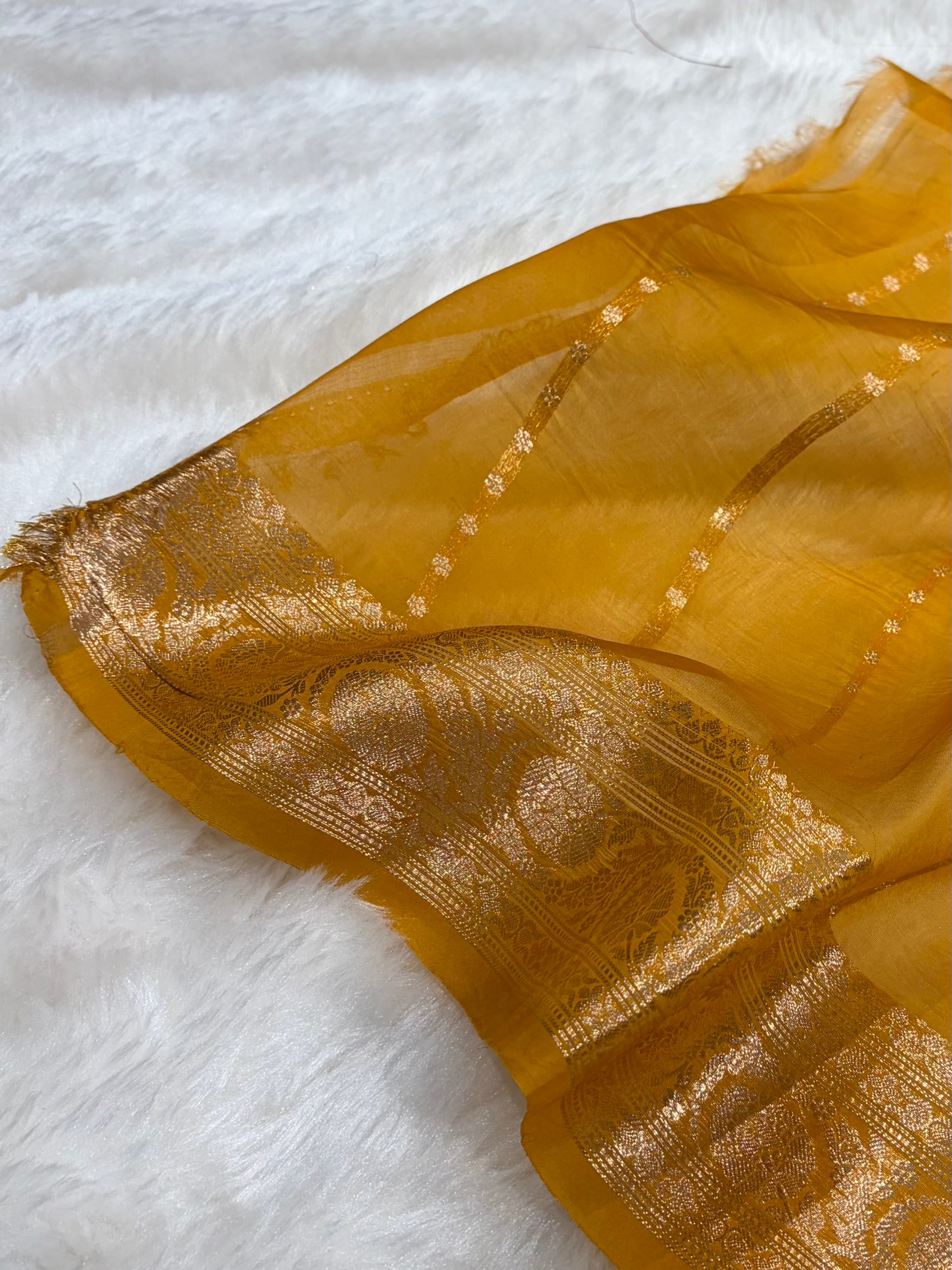 Pure Banarasi Organza Orange Shades With Minakari Floral Banarasi Silk Saree PO-28