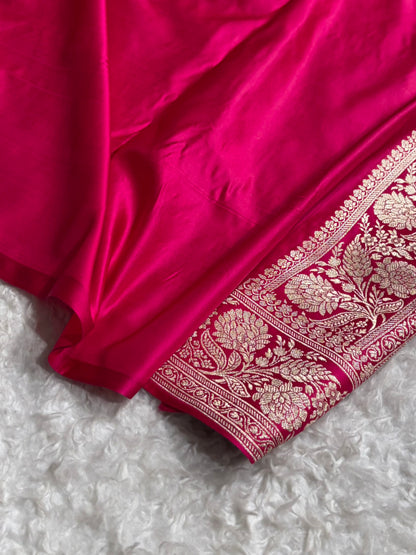 Contrast Banarasi Satin Katan Saree With Boota in Mustard With Rani Shades SK115