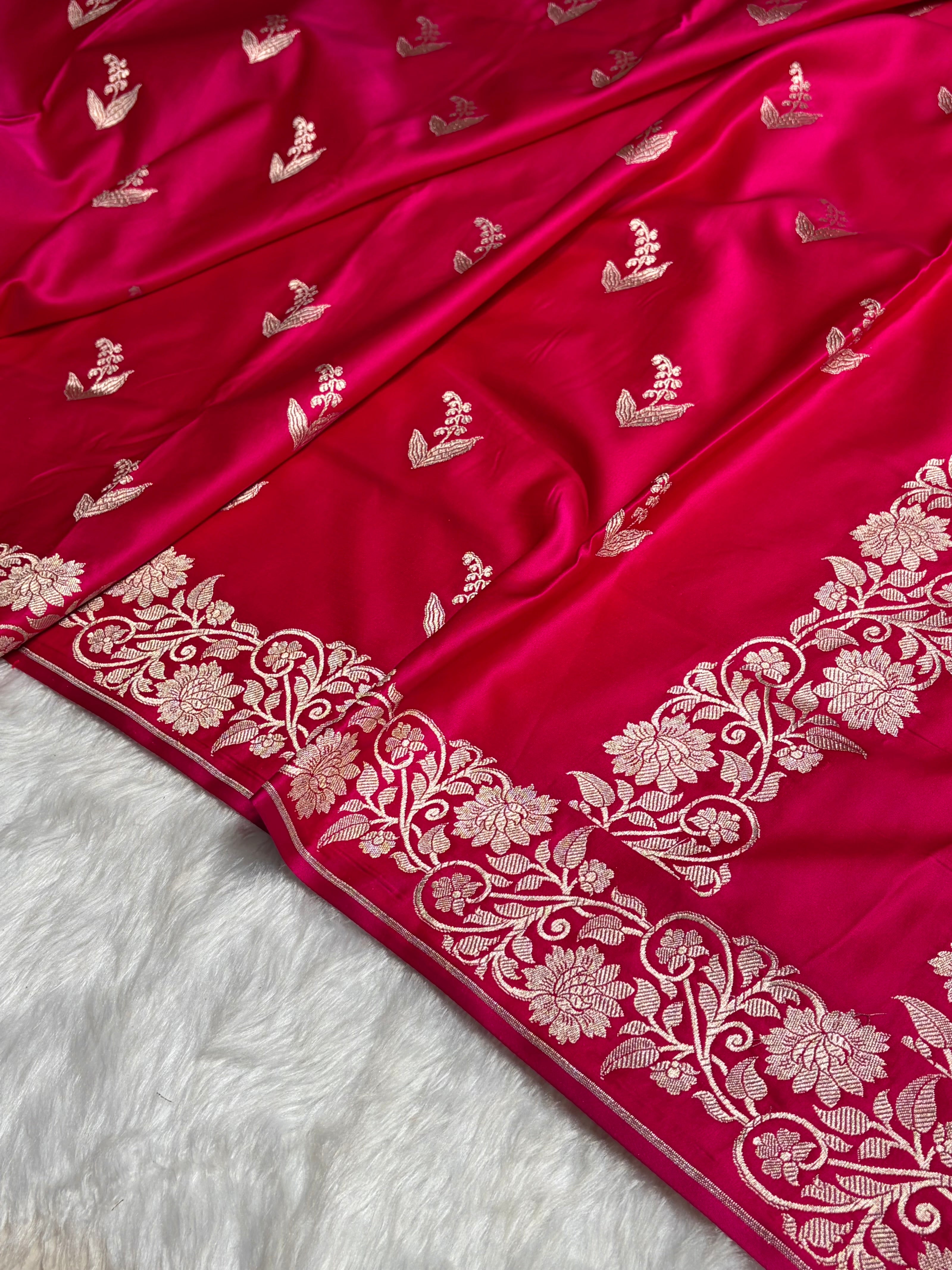 Cross Rani Boota With Floral Border Mashru Silk Saree MSM-90