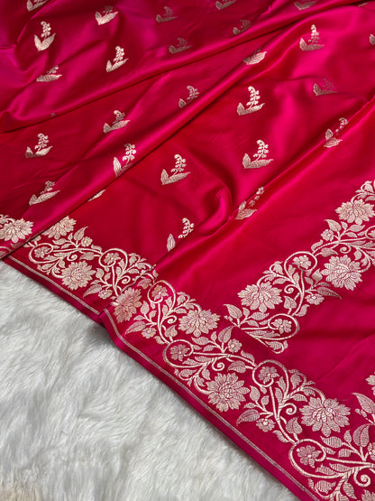 Cross Rani Boota With Floral Border Mashru Silk Saree MSM-90