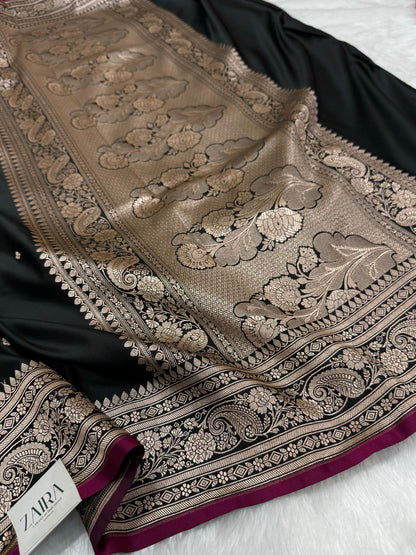 Black shades Mashru Silk Saree for Festive Seasons