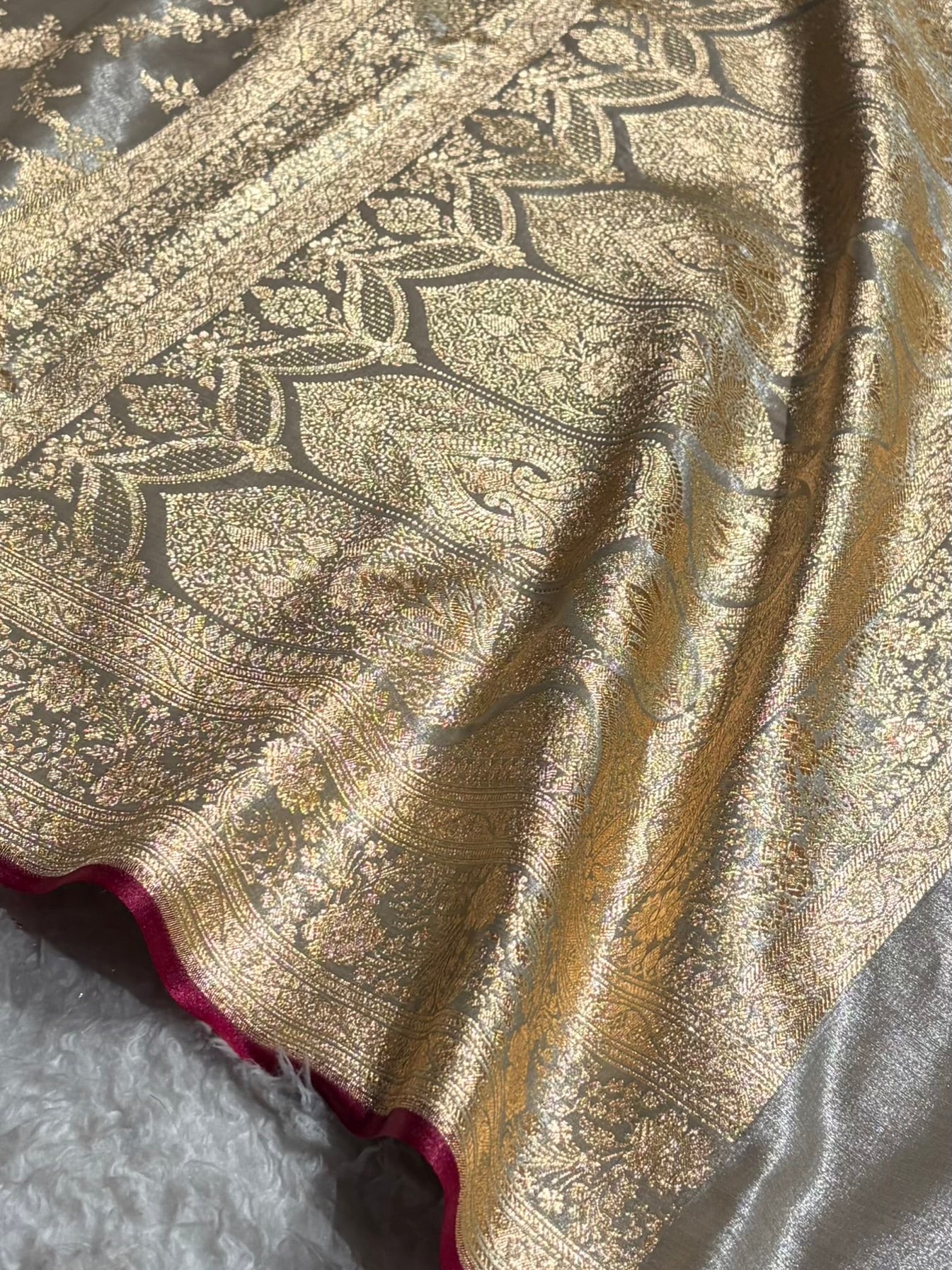 Ultra Light Weight Satin Silk Jaal in Grey Shades SS14