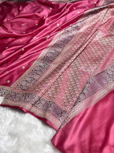 Baby Pink Shades Booti Mashru Silk Saree MCS73