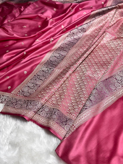 Baby Pink Shades Booti Mashru Silk Saree MS73