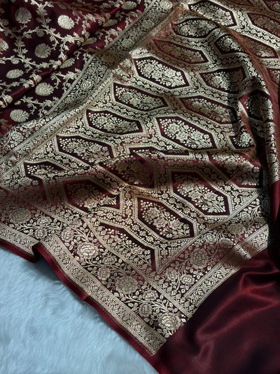 Light Weight Maroon shades Satin Silk Saree SS15