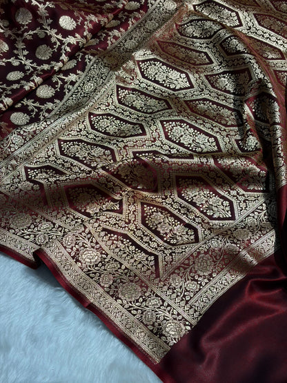 Light Weight Maroon shades Satin Silk Saree SS15