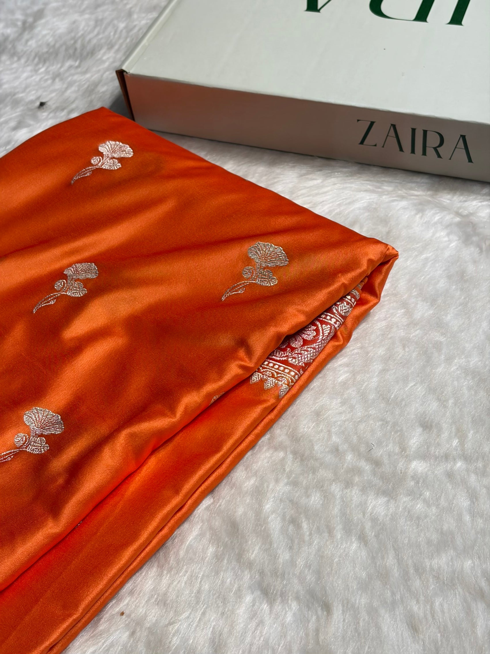 Orange Shades Minakari Boota Mashru Silk Saree MS51