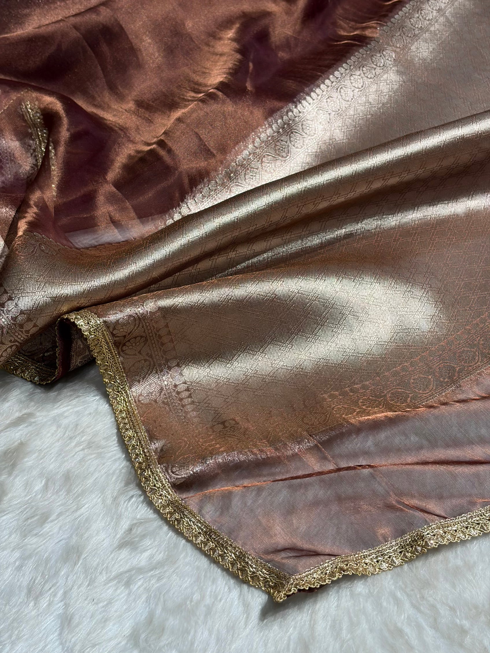 Garnet Shades Pure Tissue Silk Saree with Gotta Patti PTGP-09