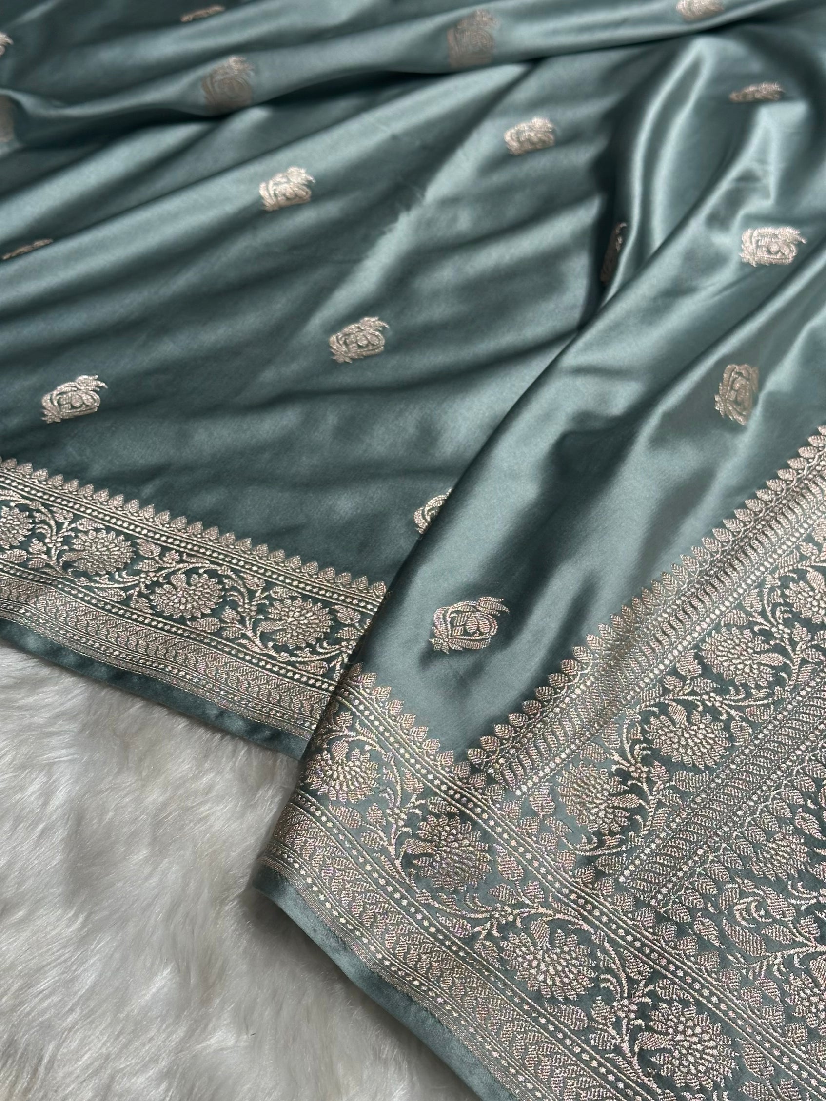 Turquoise Boota Mashru Silk Saree MS25
