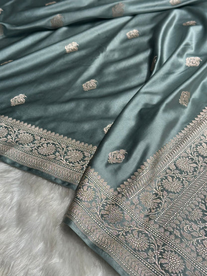Turquoise Boota Mashru Silk Saree MS25
