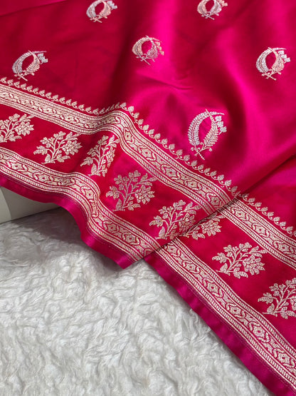 Cross Rani Shades Banarasi Boota Pattern Floral Mashru Silk Saree MSM-112