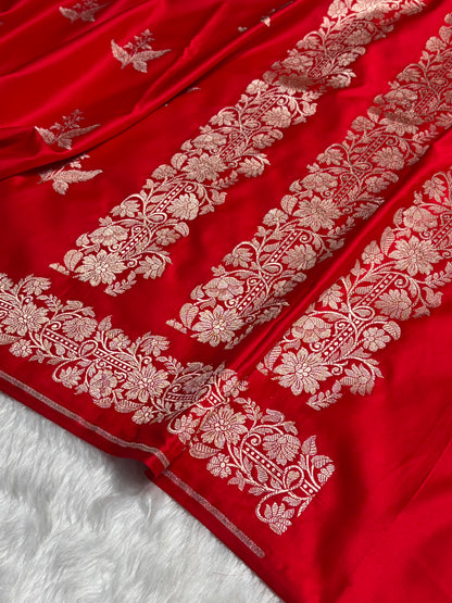 Red Shades Floral Boota Mashru Silk Saree MSM-67
