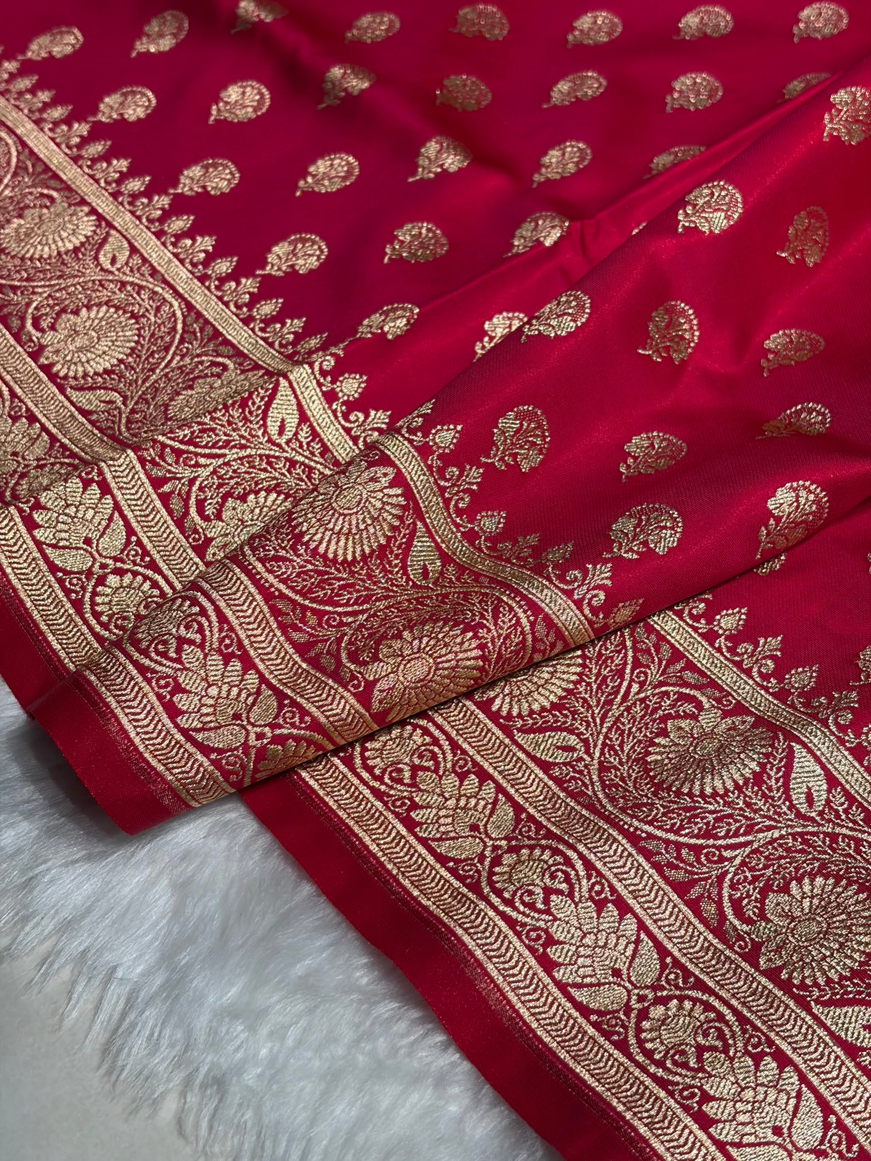 Satin Silk Booti in Cross Rani Shades