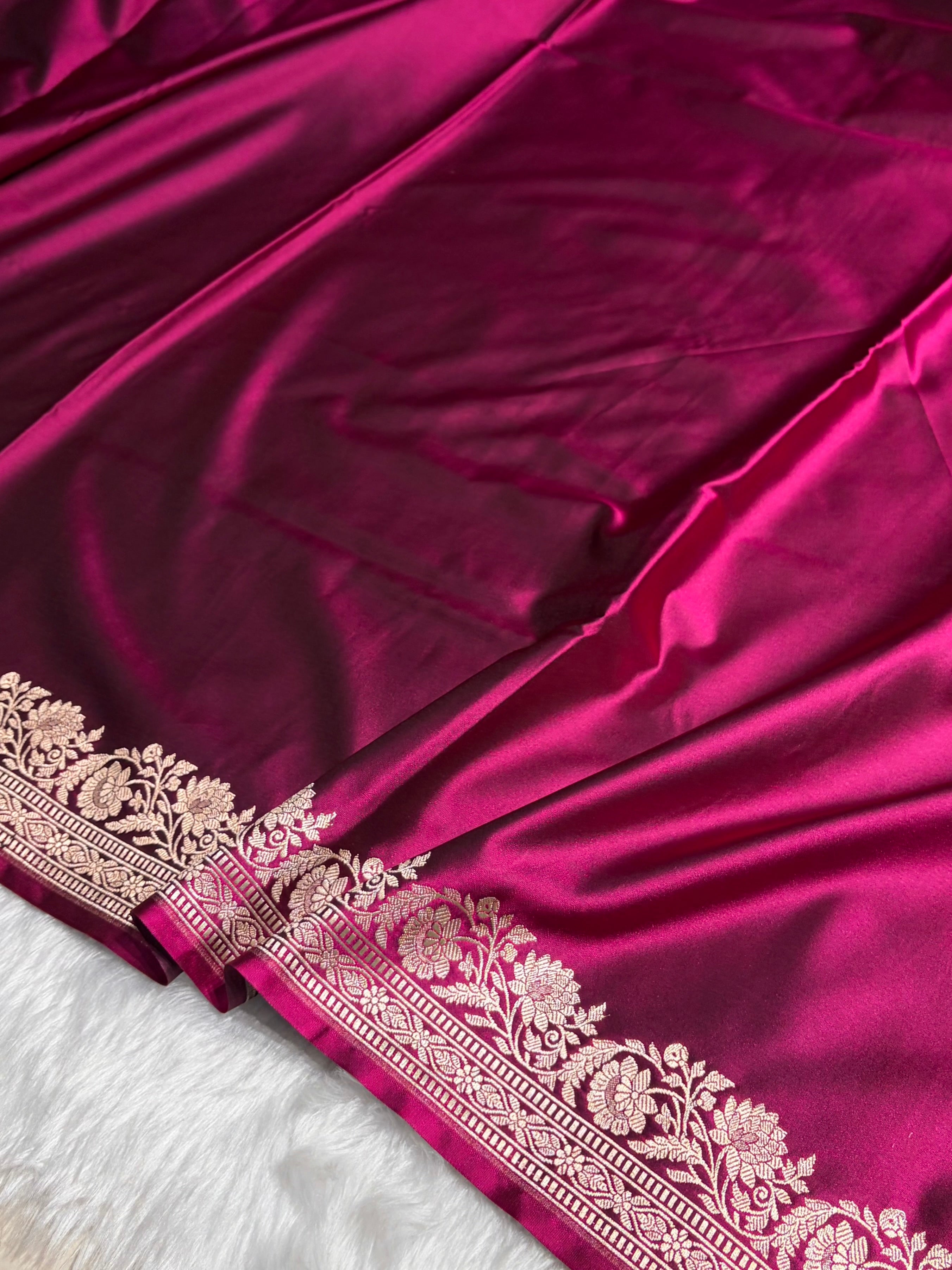 Wine Boota With Floral Border Mashru Silk Saree MSM-94