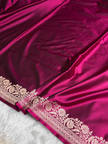 Wine Boota With Floral Border Mashru Silk Saree MSM-94