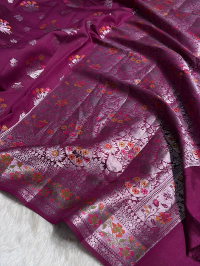 Minakari Wine Shades Pure Chiniya Silk CH-01