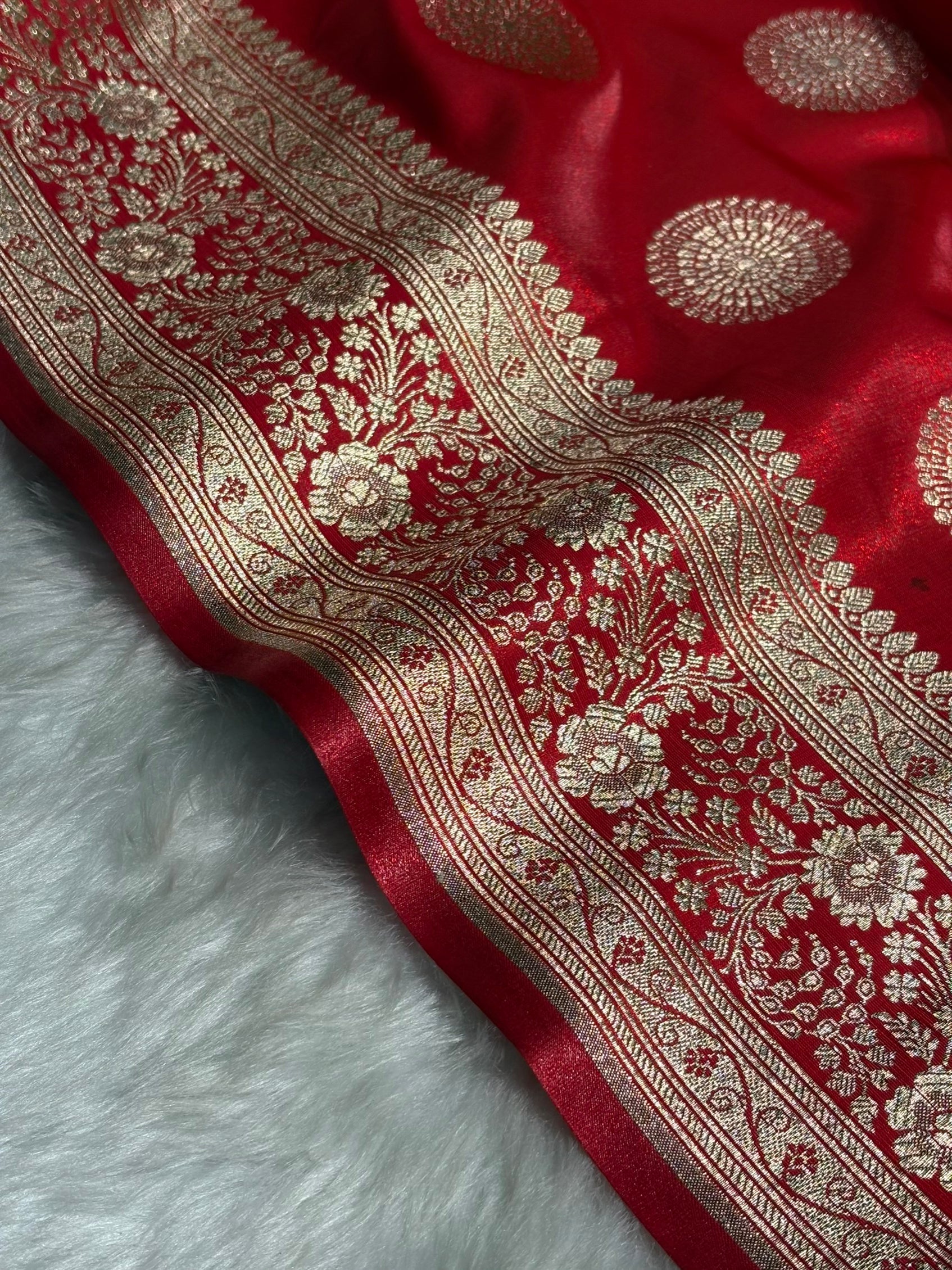Red Shades Banarasi Satin Silk Saree SS33