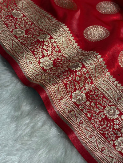 Red Shades Banarasi Satin Silk Saree SS33