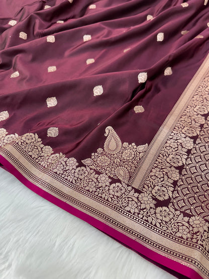 Chocolate Shades Floral Boota Mashru Silk Saree