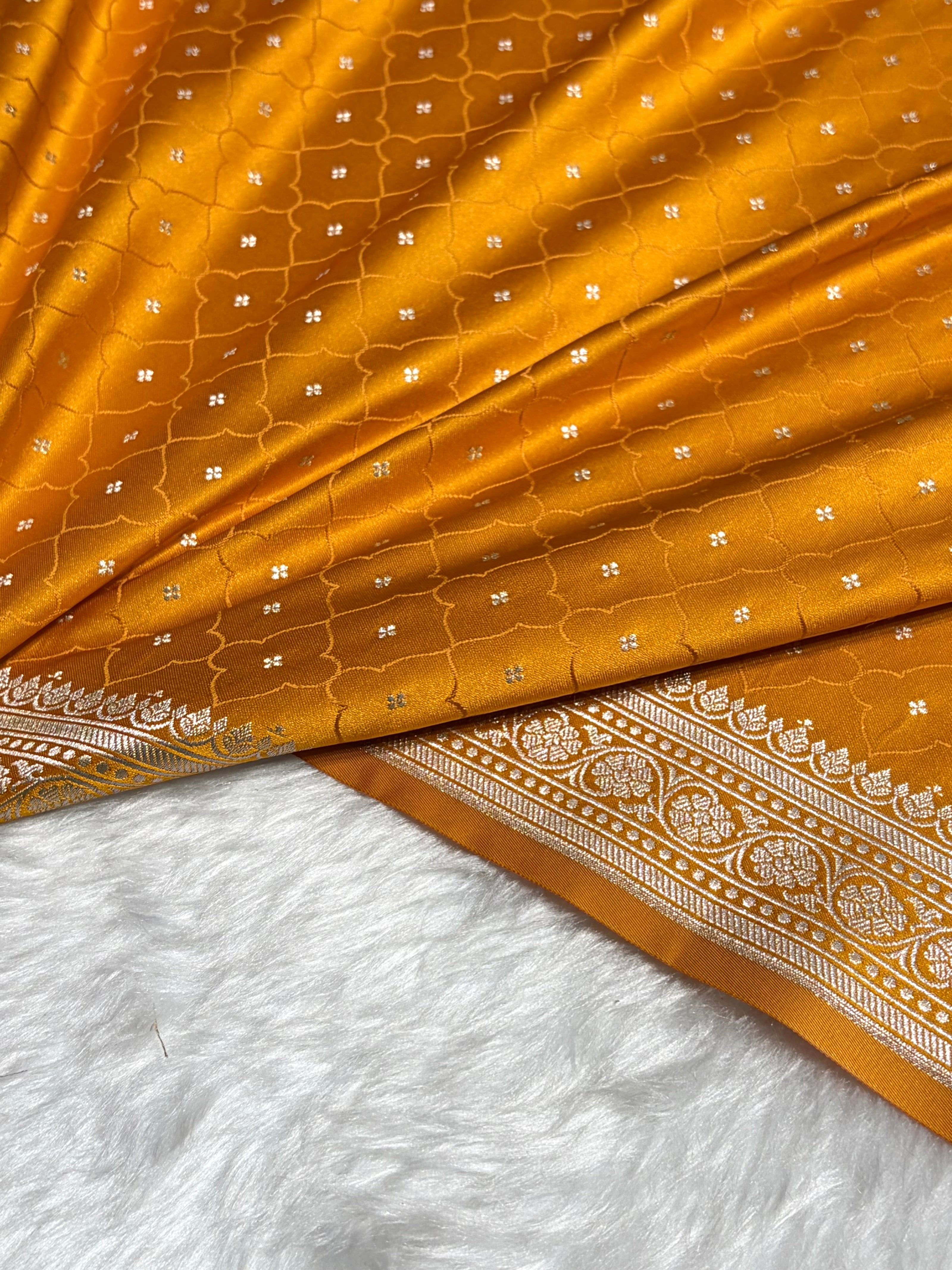 Mustard Gold Shades Tanchoi Motif Mashru Silk Saree MST-13