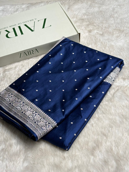 Navy Shades Booti Mashru Silk Saree MS65
