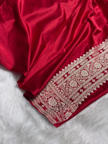 Banarasi Maroon Shades Floral Mashru Silk Saree MS89