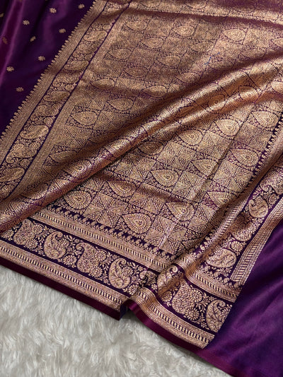 Banarasi Satin Katan Saree With Boota Pattern in Cross Wine Shades SK127