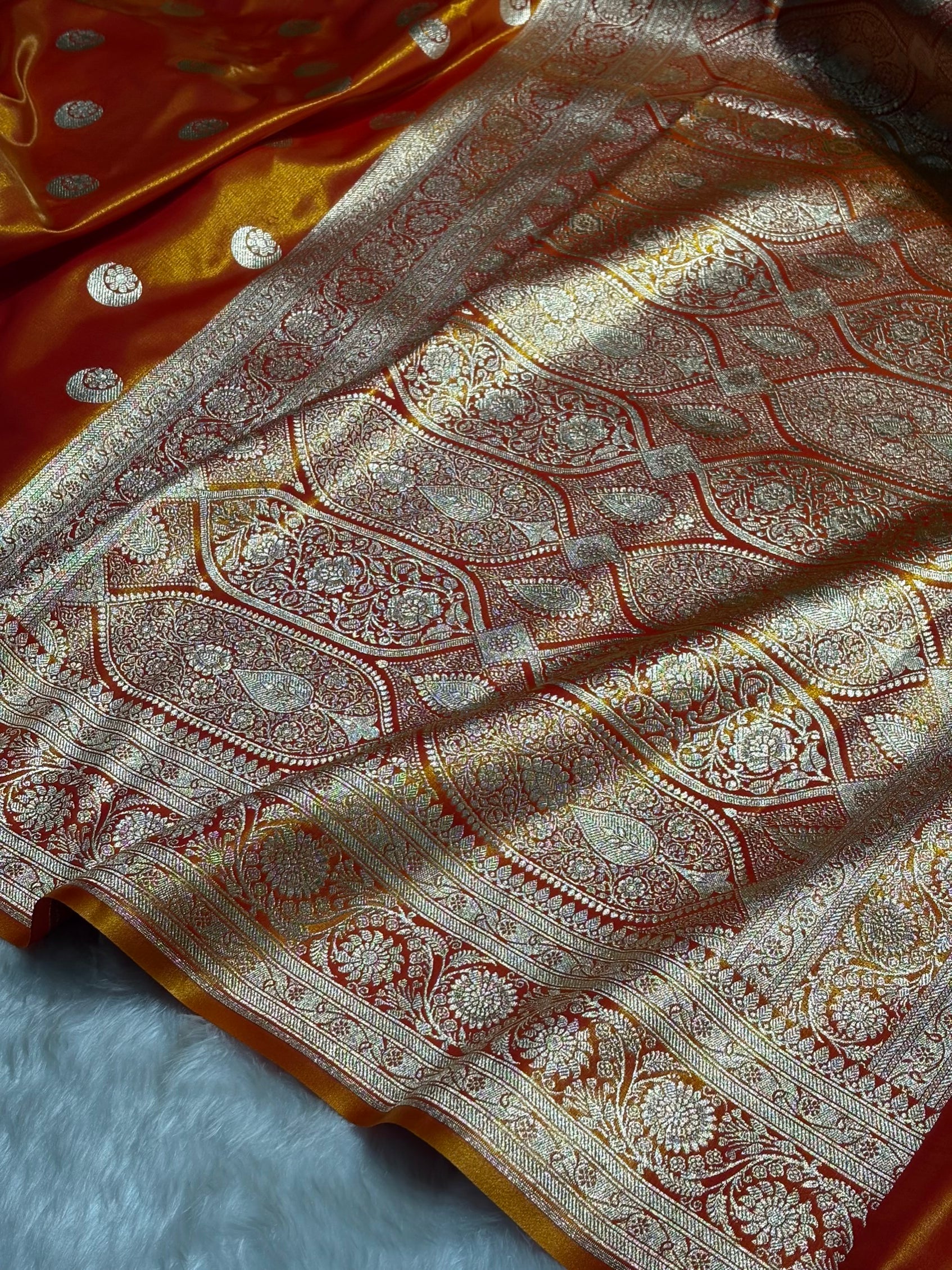 Orange Chand Tara Satin Silk Saree SS04