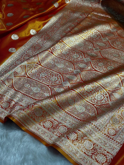Orange Chand Tara Satin Silk Saree SS04