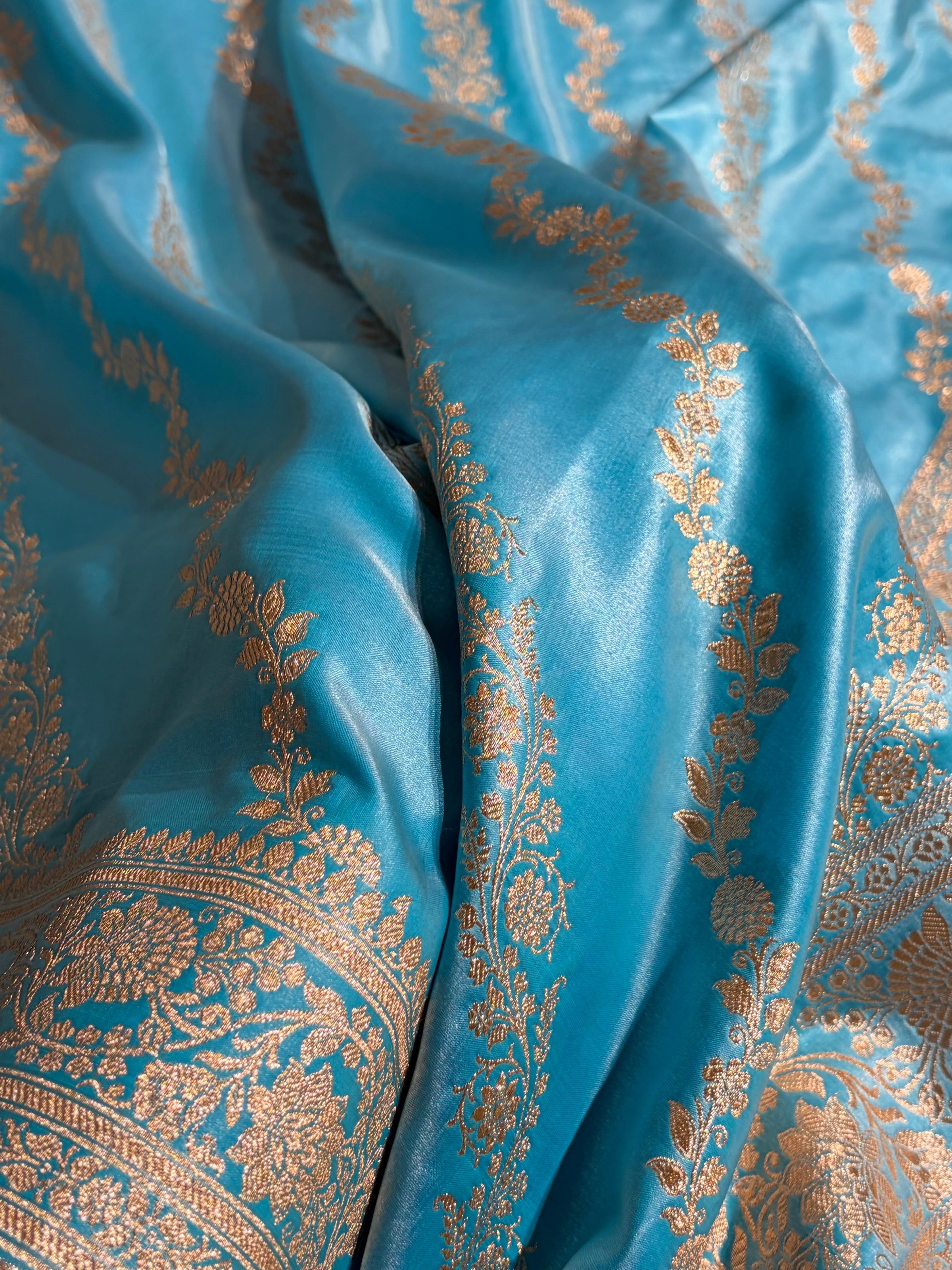 Ultra Light Weight Satin Silk Pastel Blue Cross SS10