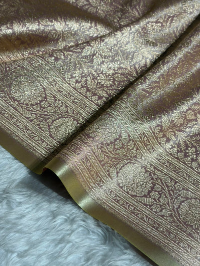 Grape Shades Brocket Satin Silk Saree Banarasi Saree Shades SS30
