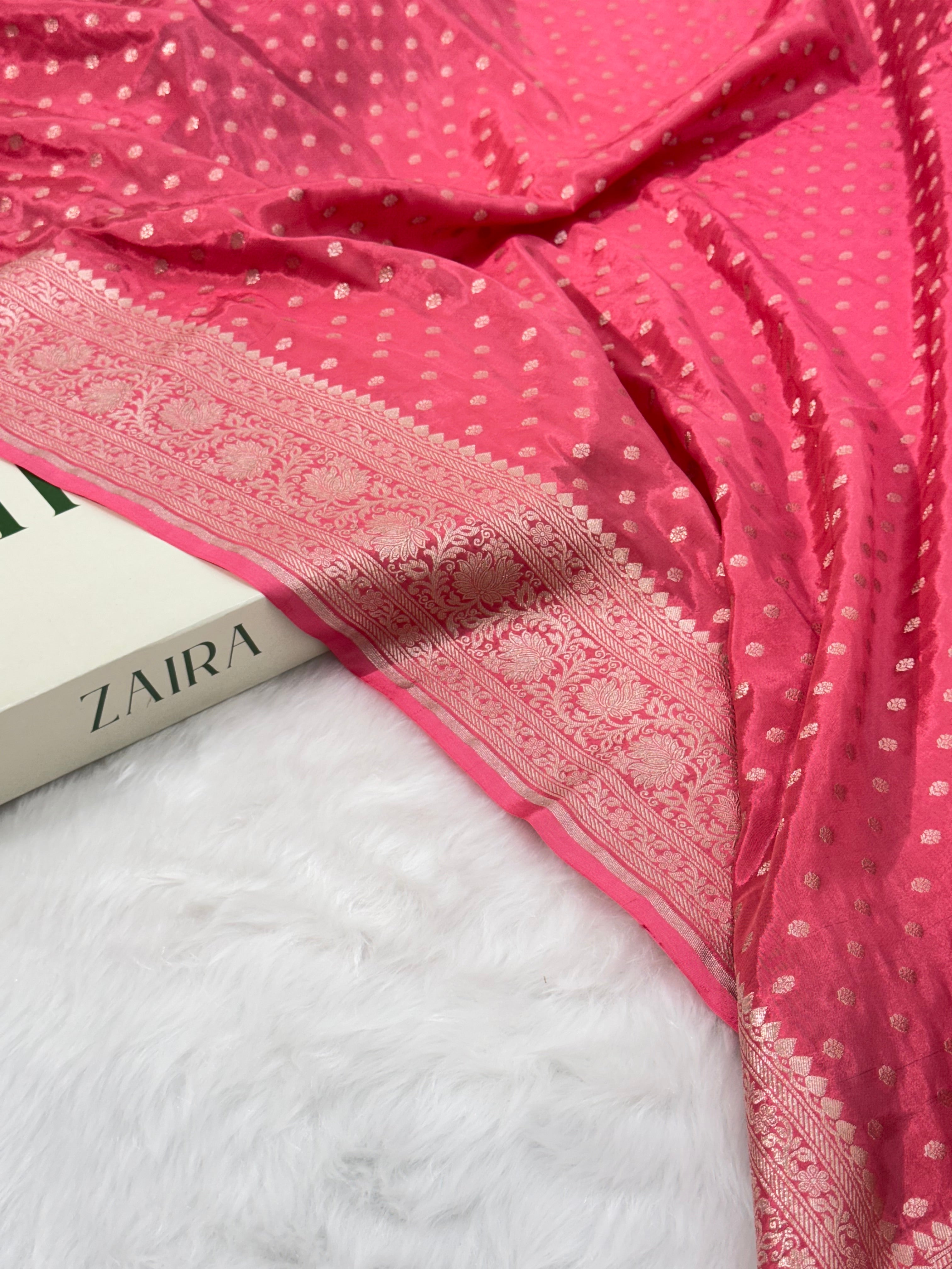 Rose Crepe Silky Katan Banarasi Saree CSK-02