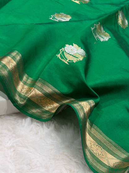 Bottle Green Boota Handwoven Paper Silk RM-29