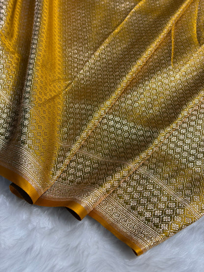 Liril Mehendi Floral Boota Pattern Satin Katan Silk saree SK39