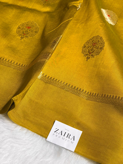 Liril Green Shades Pure Caramel Mango Silk Saree CS-23