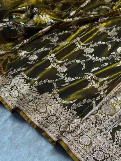 Satin Silk Banarasi Jaal In Mehendi Green Shades SS18