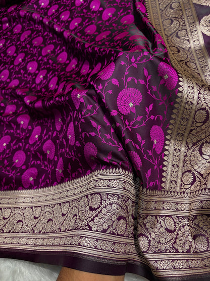 Magenta Shades Tanchoi Motif Mashru Silk Saree MST-11