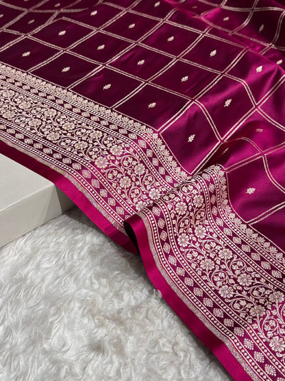 Wine Shades Banarasi With Floral Border Mashru Silk Saree MSM-124