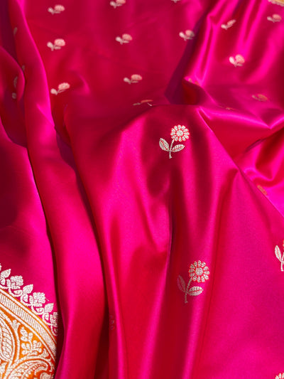 Rani / Mustard Shades Banarasi Booti Pattern Mashru Silk Saree MSM-137
